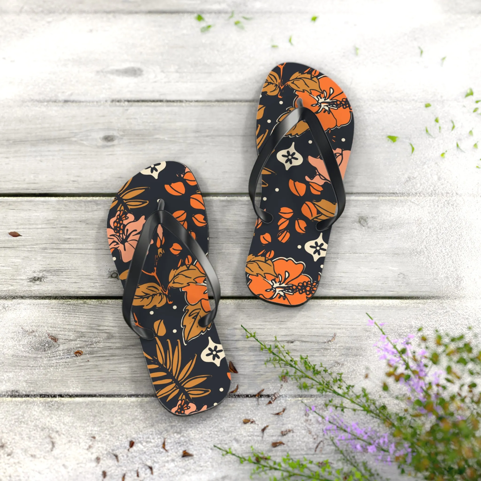 Retro Hibiscus Flip Flops