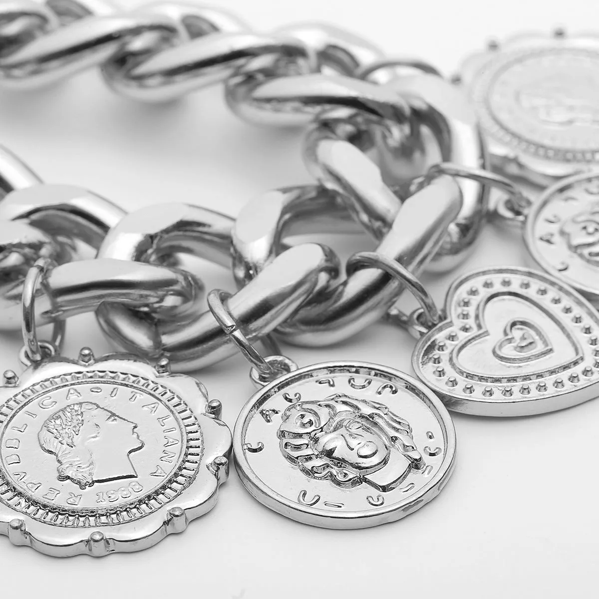 Retro punk exaggerated chain coin ladies bracelet