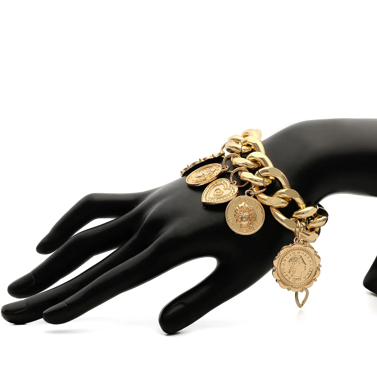 Retro punk exaggerated chain coin ladies bracelet