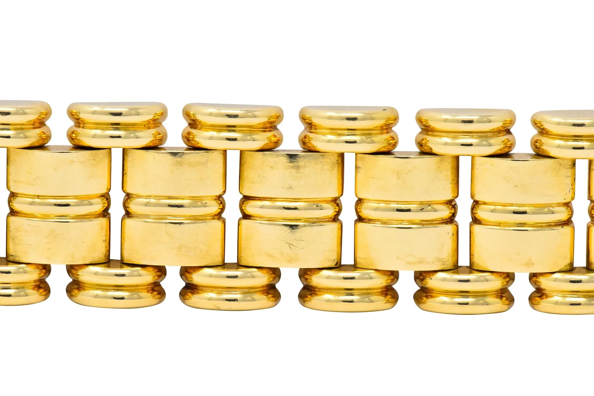Retro Tiffany & Co. 14 Karat Gold Substantial Wide Ribbed Link Bracelet