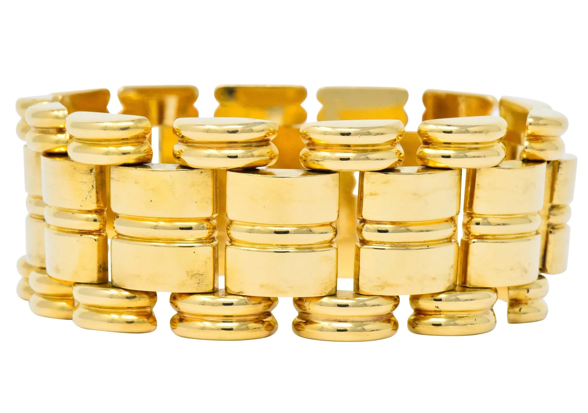 Retro Tiffany & Co. 14 Karat Gold Substantial Wide Ribbed Link Bracelet