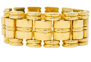 Retro Tiffany & Co. 14 Karat Gold Substantial Wide Ribbed Link Bracelet