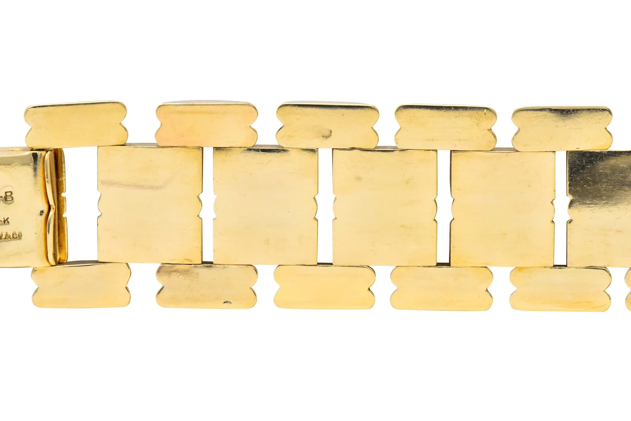 Retro Tiffany & Co. 14 Karat Gold Substantial Wide Ribbed Link Bracelet