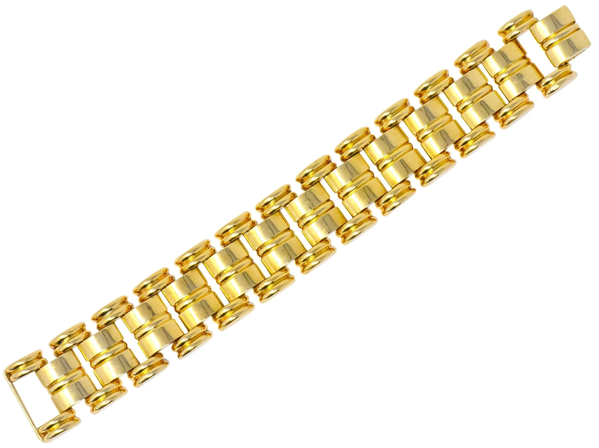 Retro Tiffany & Co. 14 Karat Gold Substantial Wide Ribbed Link Bracelet