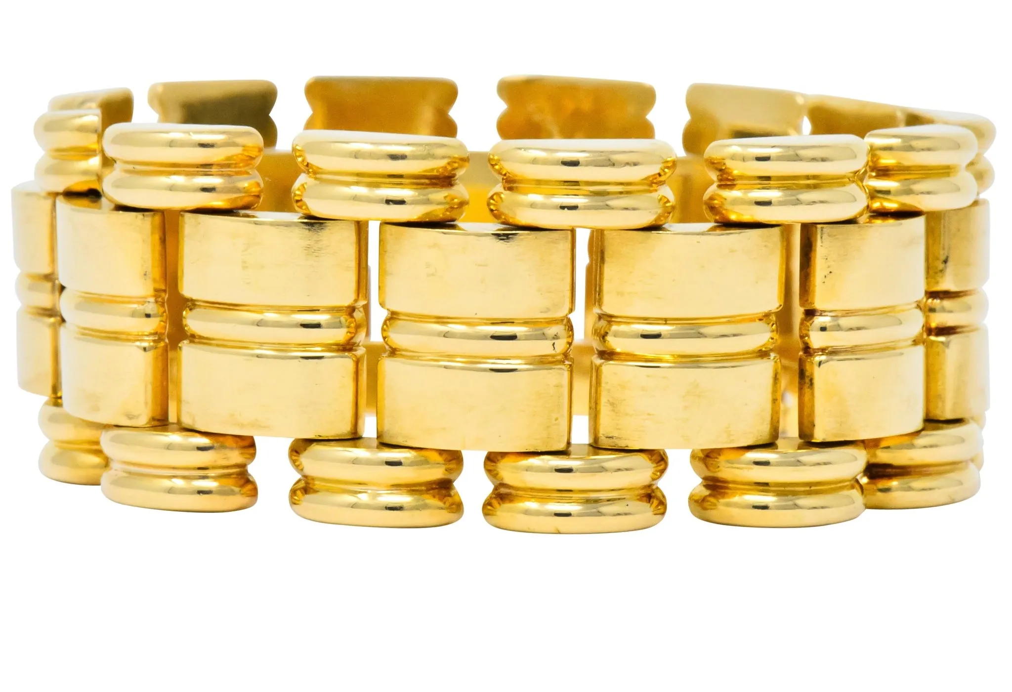 Retro Tiffany & Co. 14 Karat Gold Substantial Wide Ribbed Link Bracelet