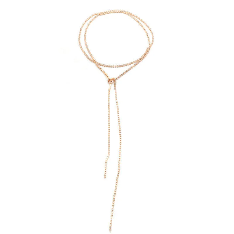 Rhinestone Tassel Design Choker Necklace