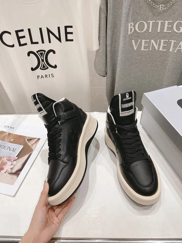 Rick Owens Black and White High-Top Sneakers