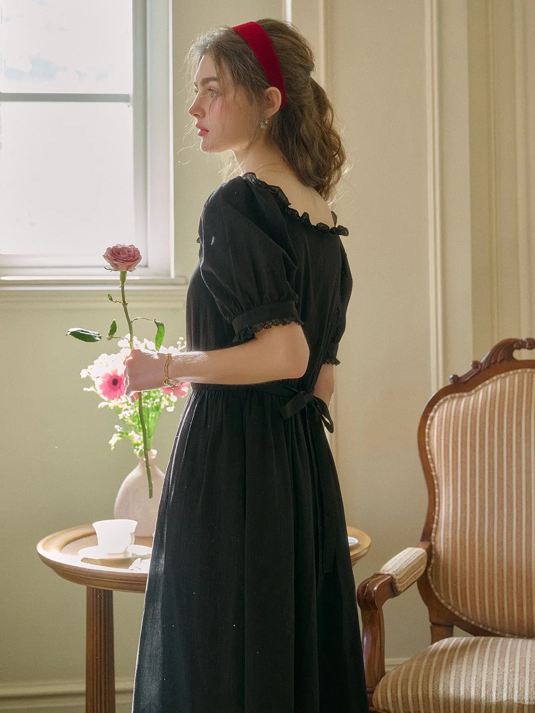 Rina Square Neck Embroidery Dress