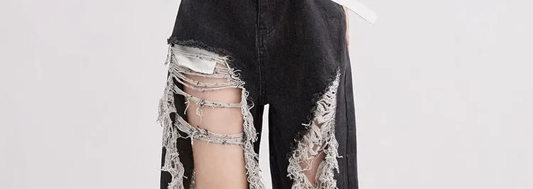 Ripped denim pants-D589 | Inspanda