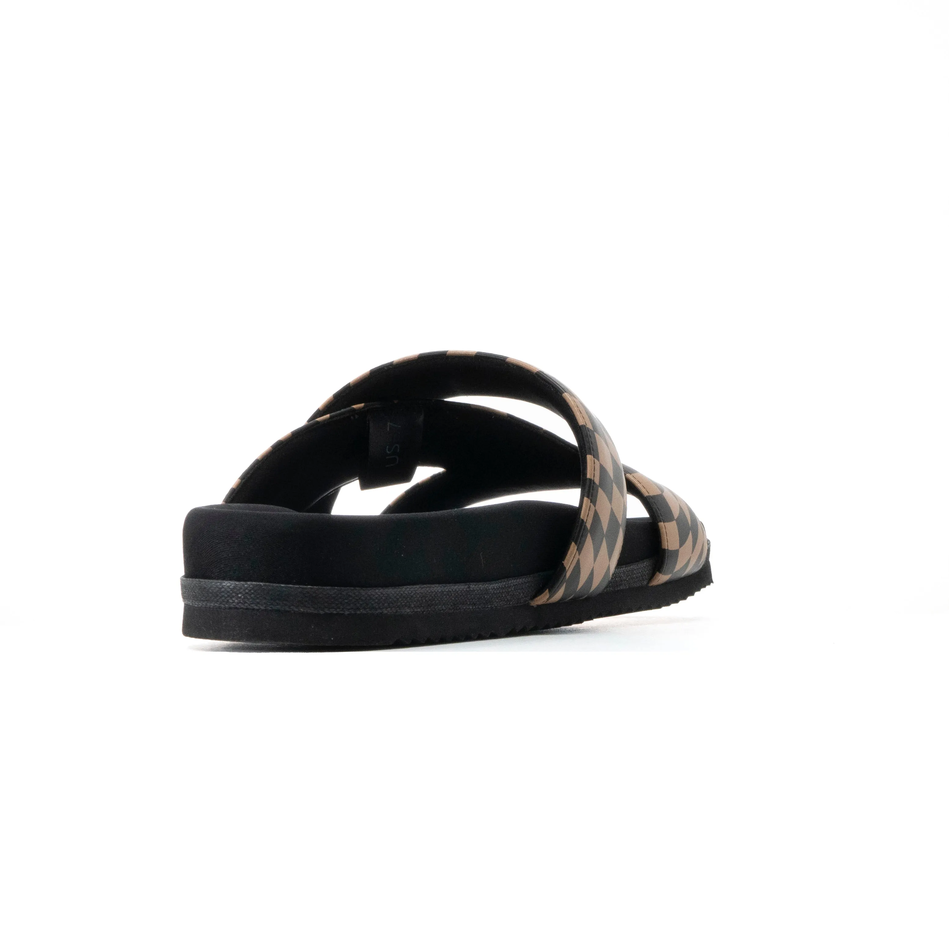 ROAM 7 SANDALS WAVY CHECK BLACK & BEIGE VEGAN LEATHER