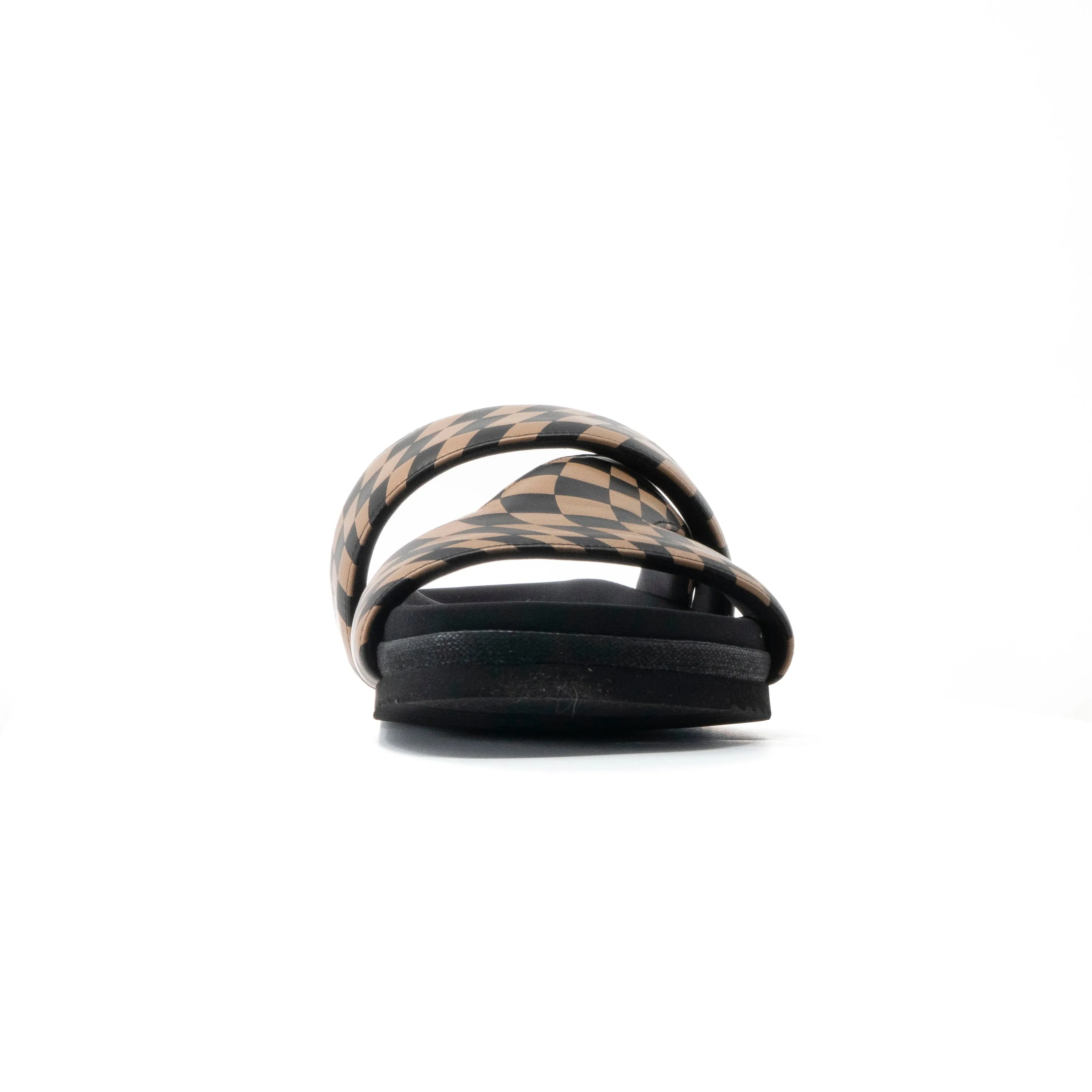 ROAM 7 SANDALS WAVY CHECK BLACK & BEIGE VEGAN LEATHER