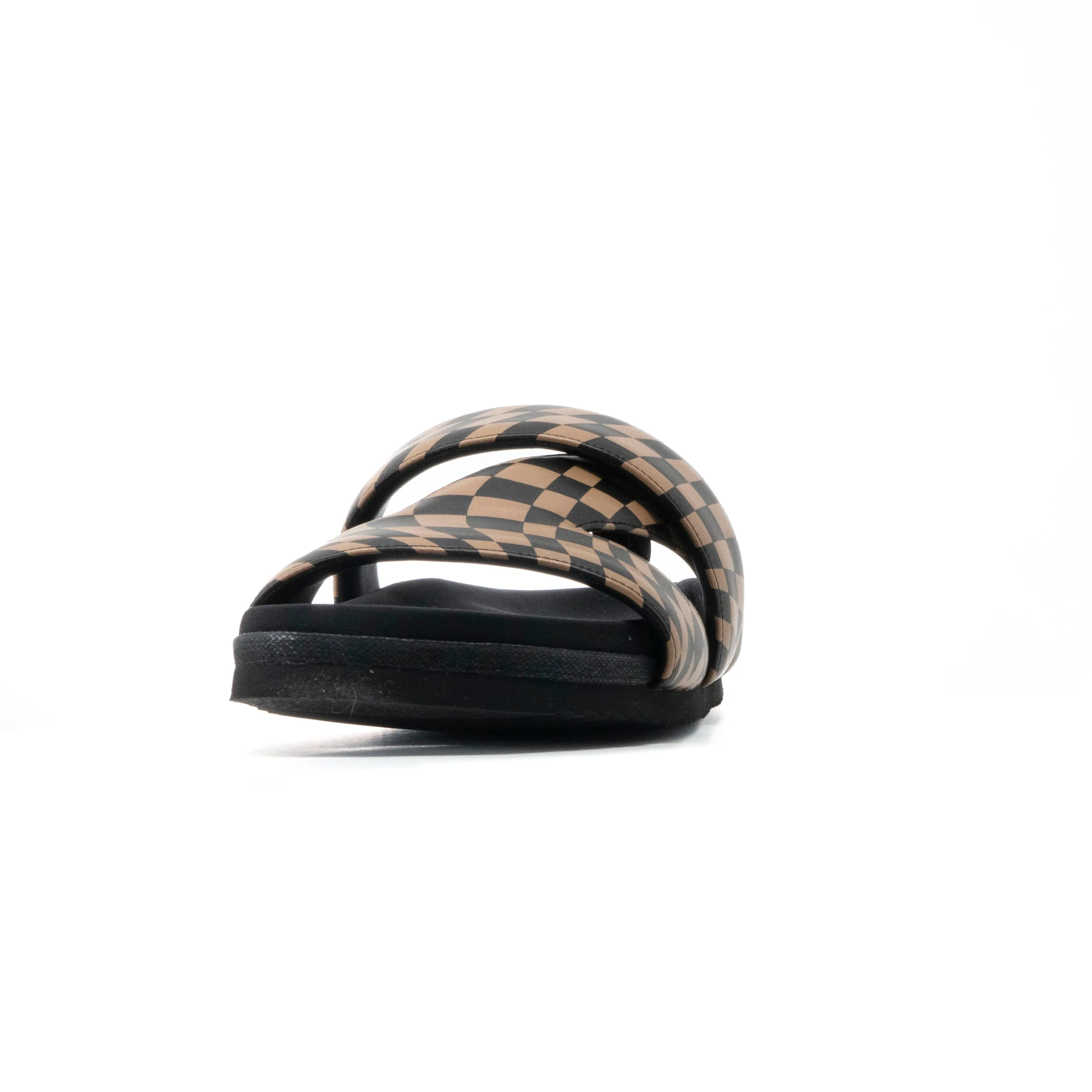 ROAM 7 SANDALS WAVY CHECK BLACK & BEIGE VEGAN LEATHER