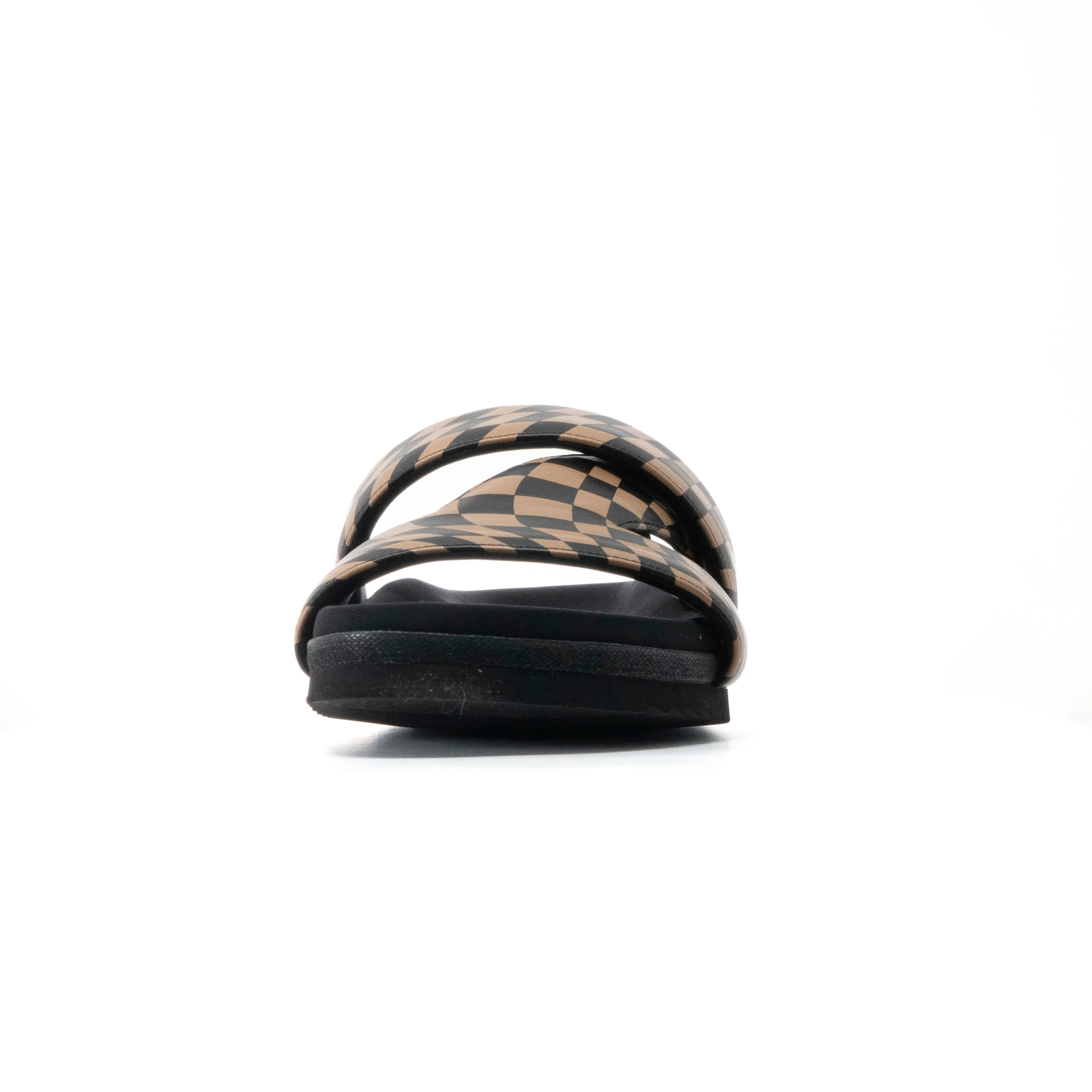 ROAM 7 SANDALS WAVY CHECK BLACK & BEIGE VEGAN LEATHER