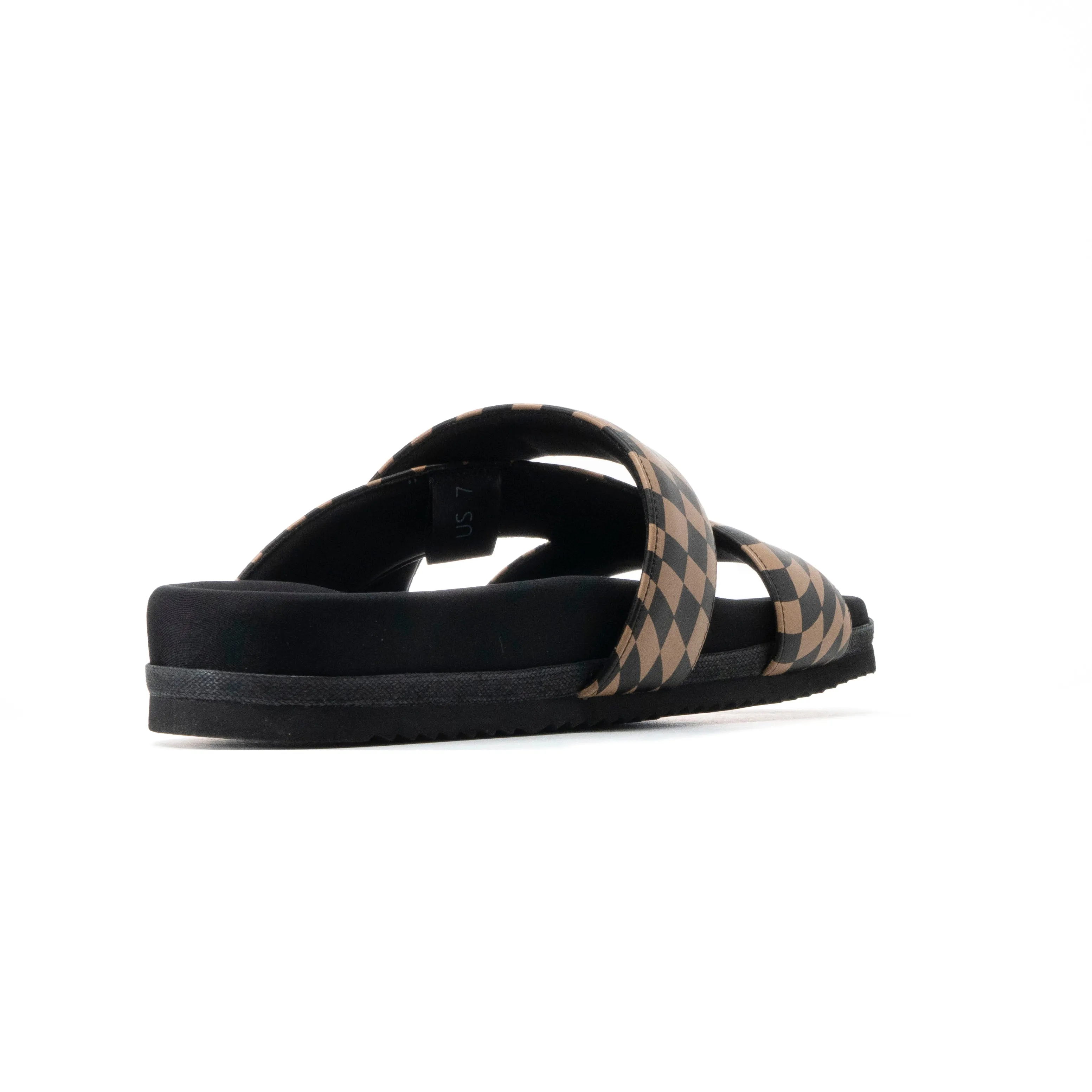 ROAM 7 SANDALS WAVY CHECK BLACK & BEIGE VEGAN LEATHER