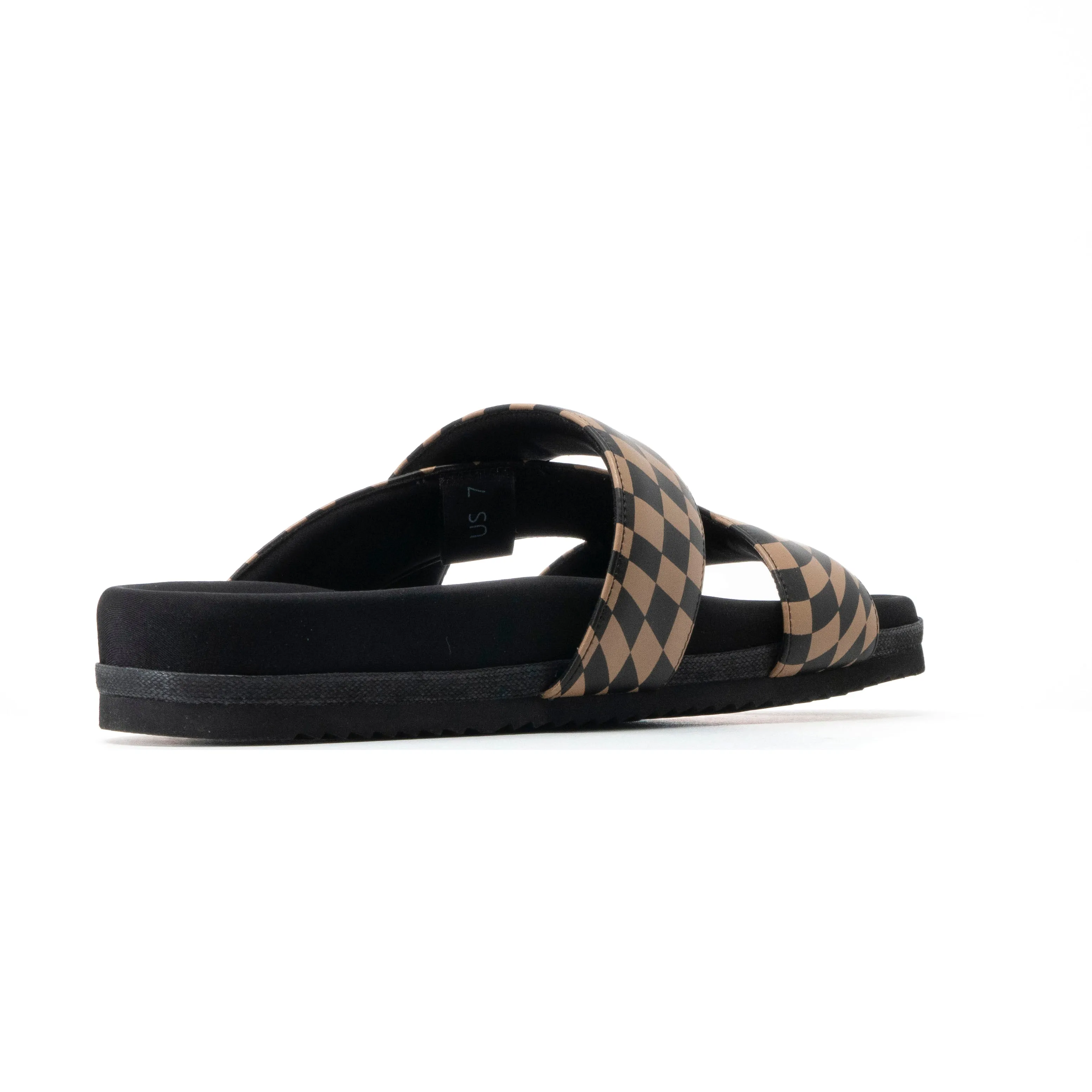 ROAM 7 SANDALS WAVY CHECK BLACK & BEIGE VEGAN LEATHER