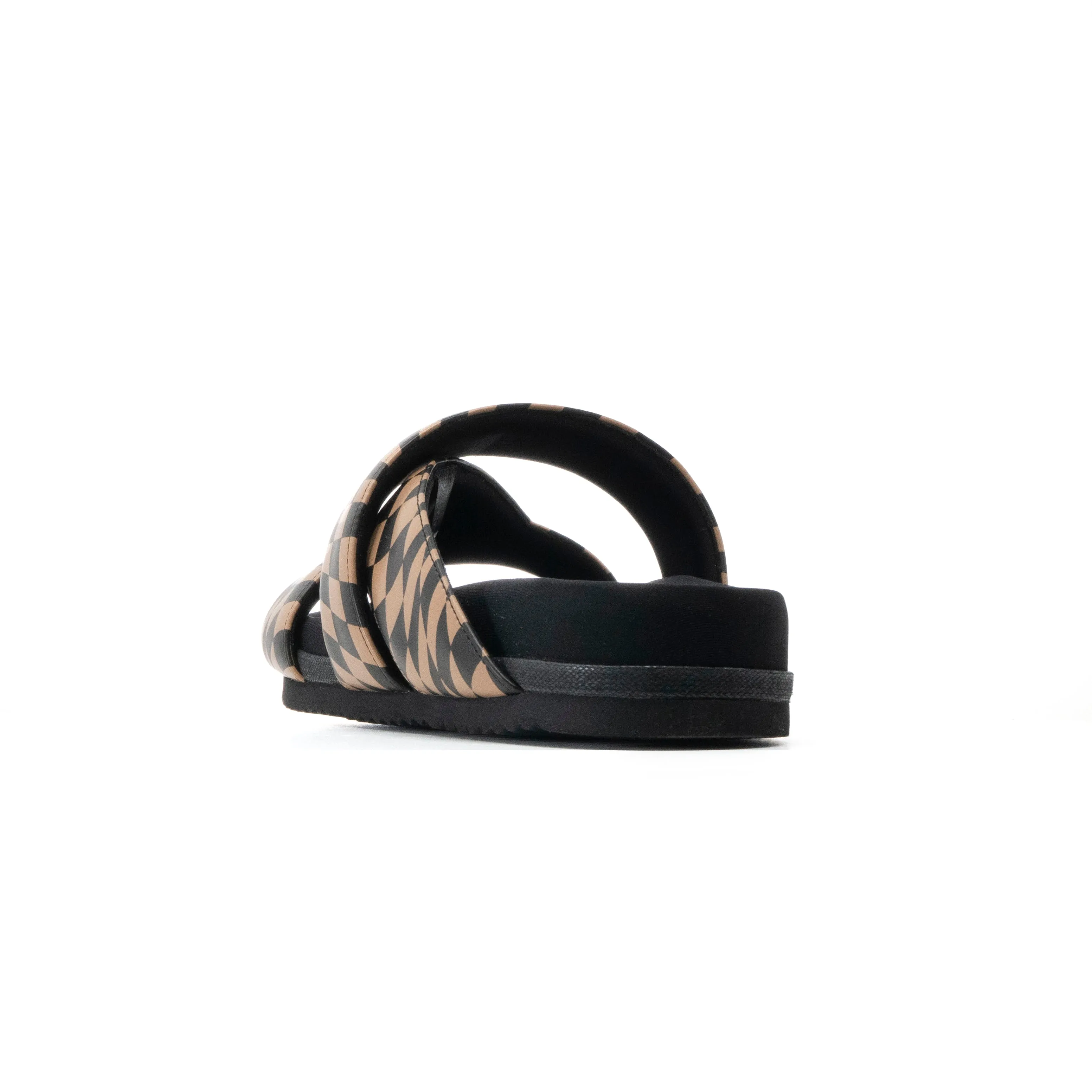 ROAM 7 SANDALS WAVY CHECK BLACK & BEIGE VEGAN LEATHER