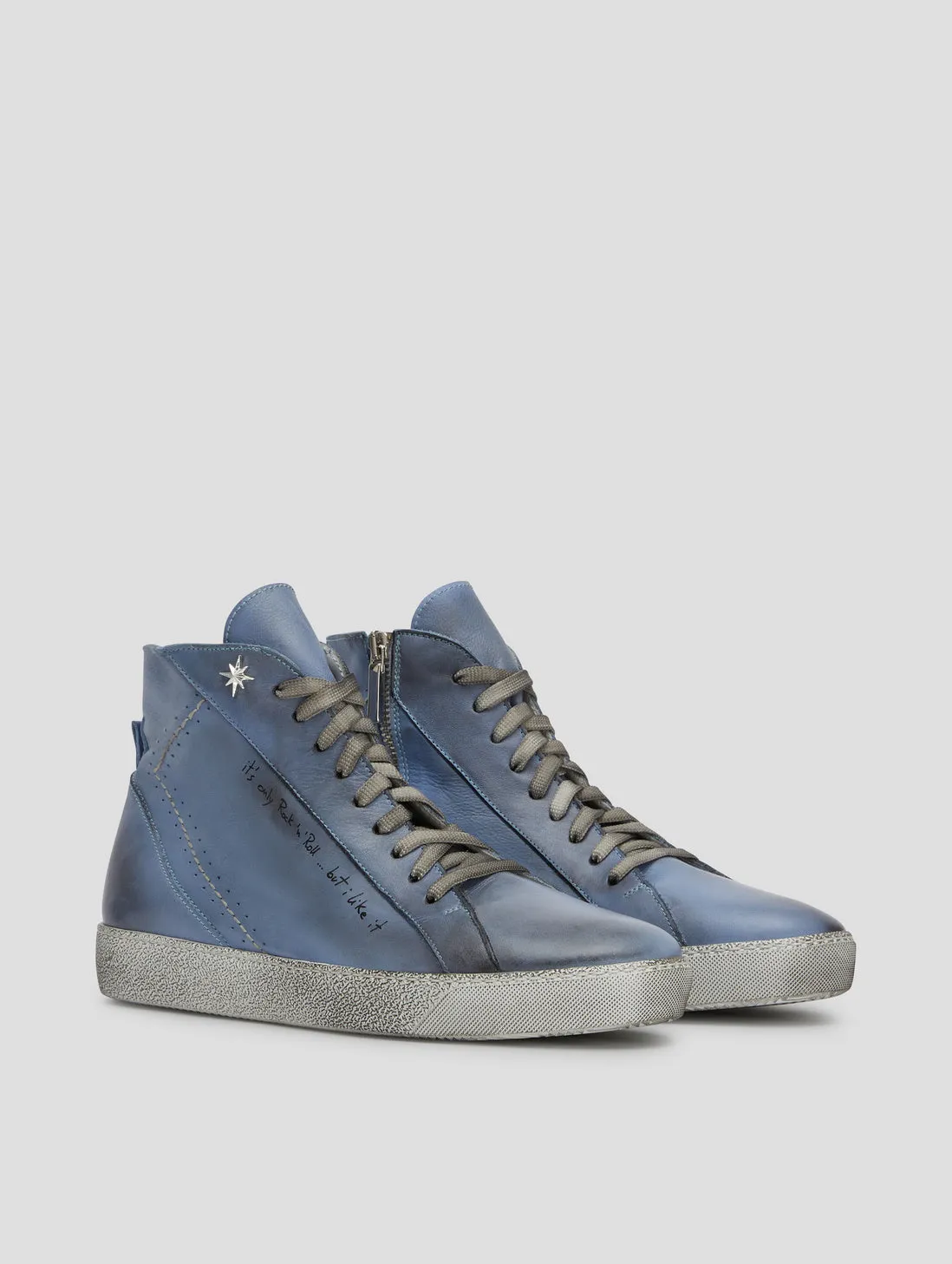 ROCKER SNEAKER HIGH TOP IN LIGHT BLUE- Woman