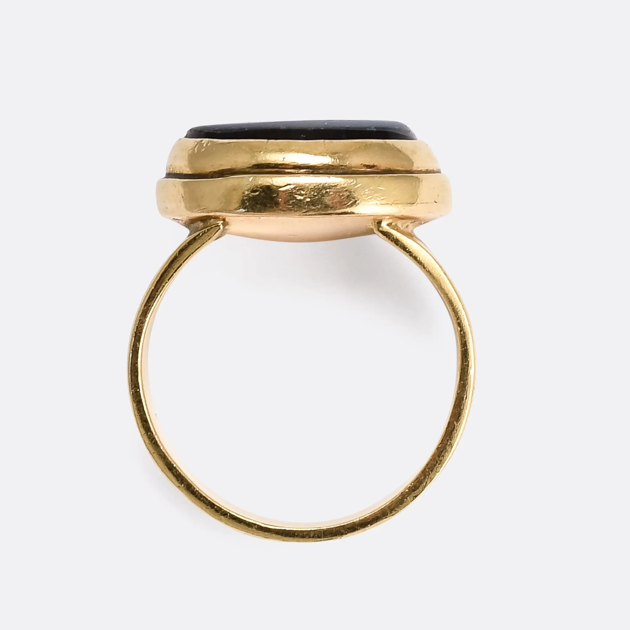 Roman "Hermes & Rooster Chariot" Nicolo Intaglio Signet Ring