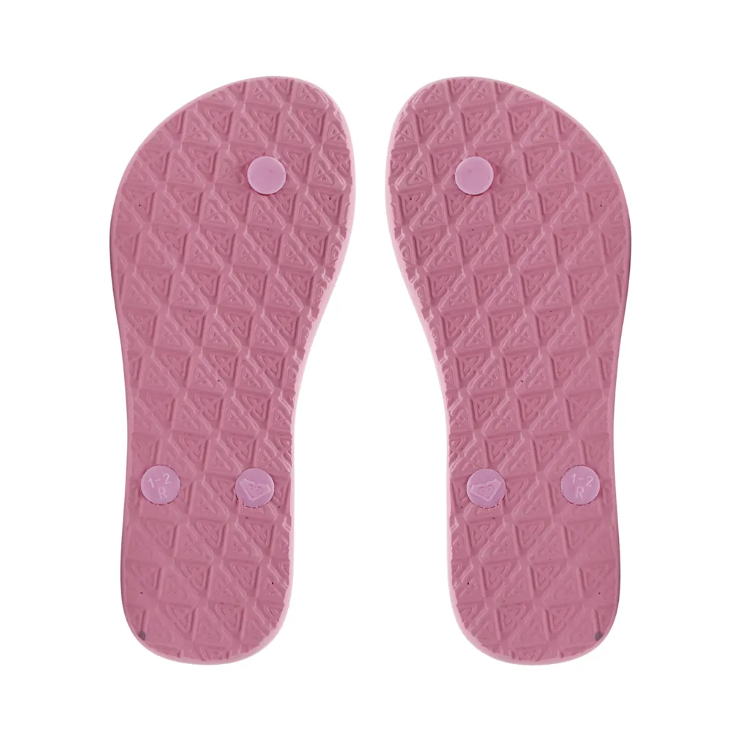 Roxy Girls RG Viva Stamp II Flip Flops - Crazy Pink/ Blue Radiance
