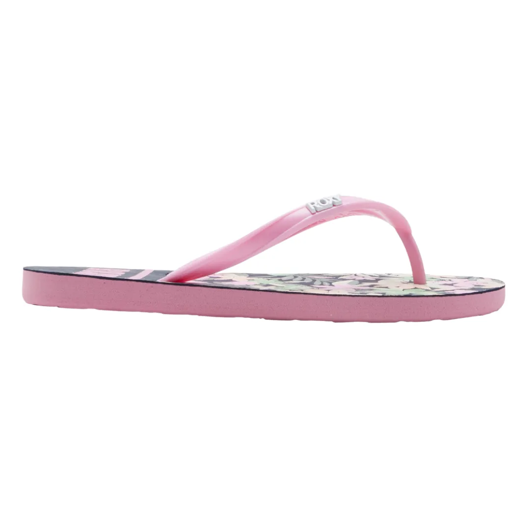 Roxy Girls RG Viva Stamp II Flip Flops - Crazy Pink/ Blue Radiance