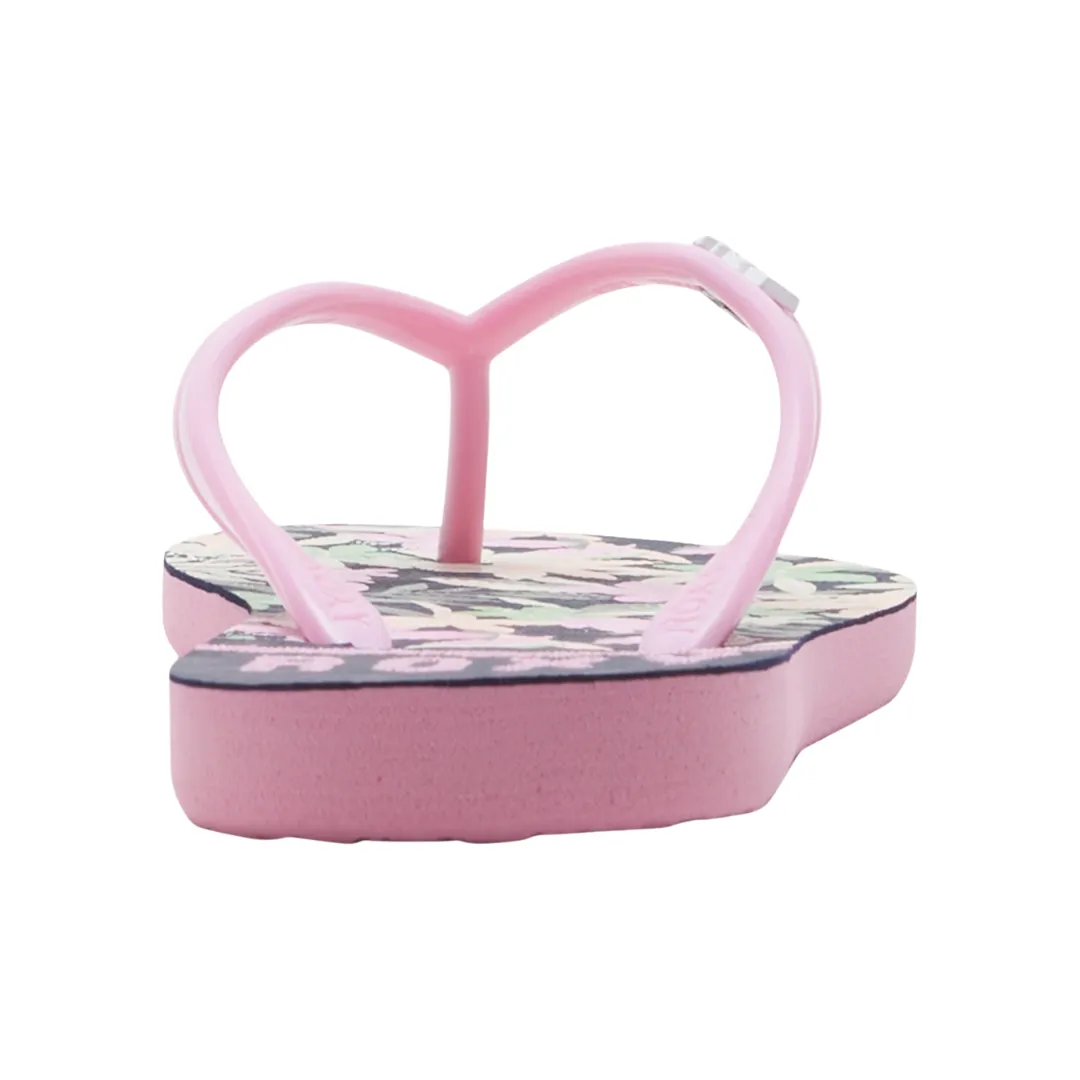Roxy Girls RG Viva Stamp II Flip Flops - Crazy Pink/ Blue Radiance