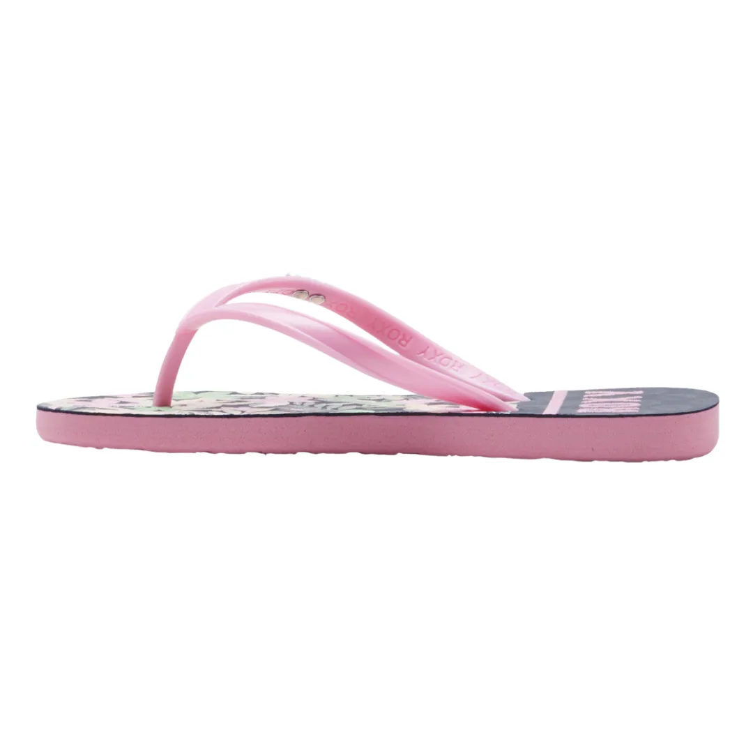 Roxy Girls RG Viva Stamp II Flip Flops - Crazy Pink/ Blue Radiance
