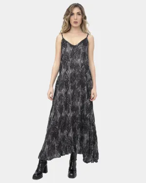 Ruffle Leaf Print Maxi Dress