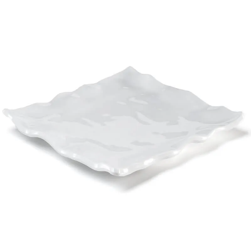 Ruffle White 14" Melamine Square Large Platter