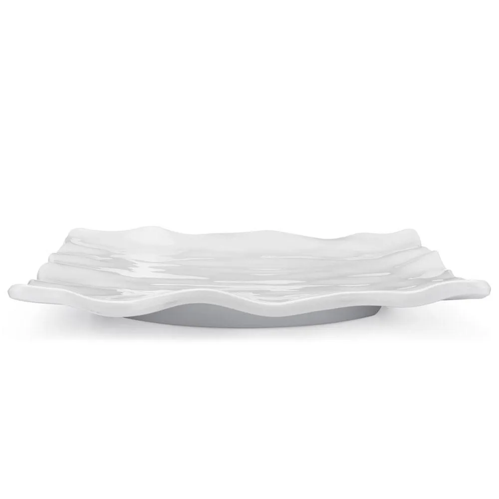 Ruffle White 14" Melamine Square Large Platter