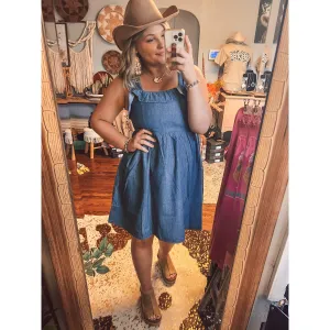 Ruffled Denim Mini Dress