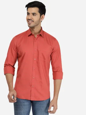 Rust Printed Slim Fit Casual Shirt | Greenfibre