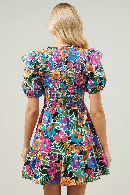 Santa Elena Leones Smocked Mini Dress