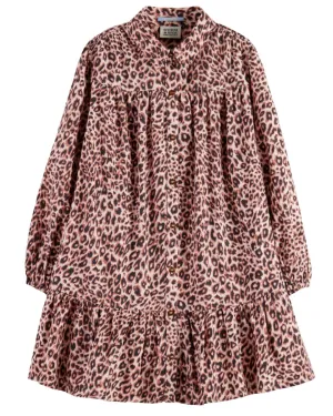 Scotch & Soda Leopard Printed Flannel Shirt Dress