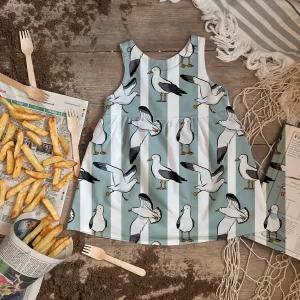 Seaside Seagulls Pinafore Dress