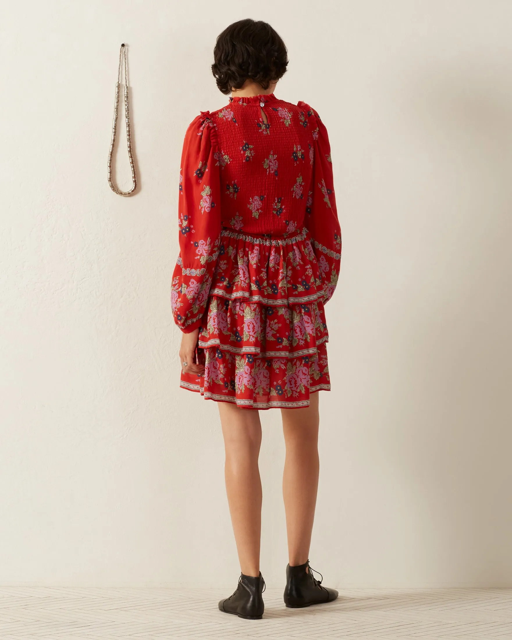 Selma Carmine Bouquet Dress
