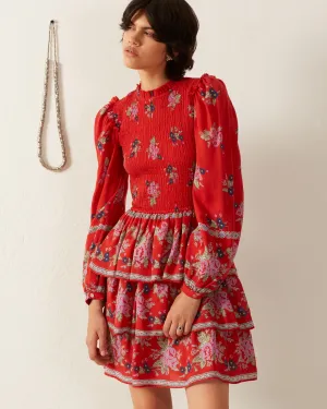 Selma Carmine Bouquet Dress