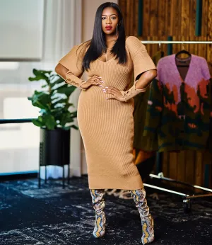 Set The Tone | Midi Dress | Latte