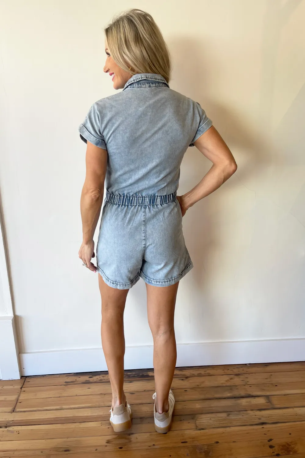 Short Sleeve Cargo Zipper Romper