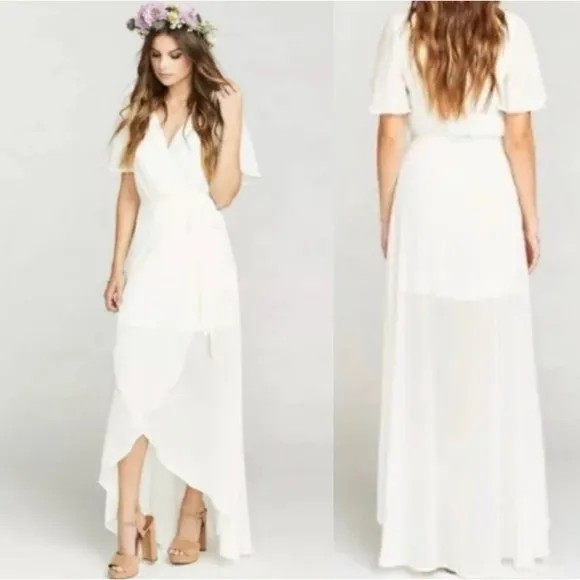 Show Me Your Mumu White Sophia Wrap Dress Size Medium New