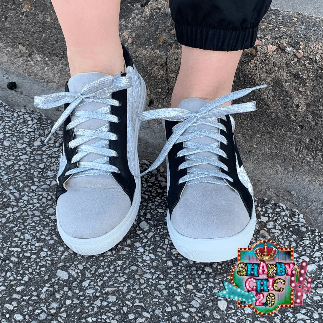 Silver Leopard Tennis Shoe