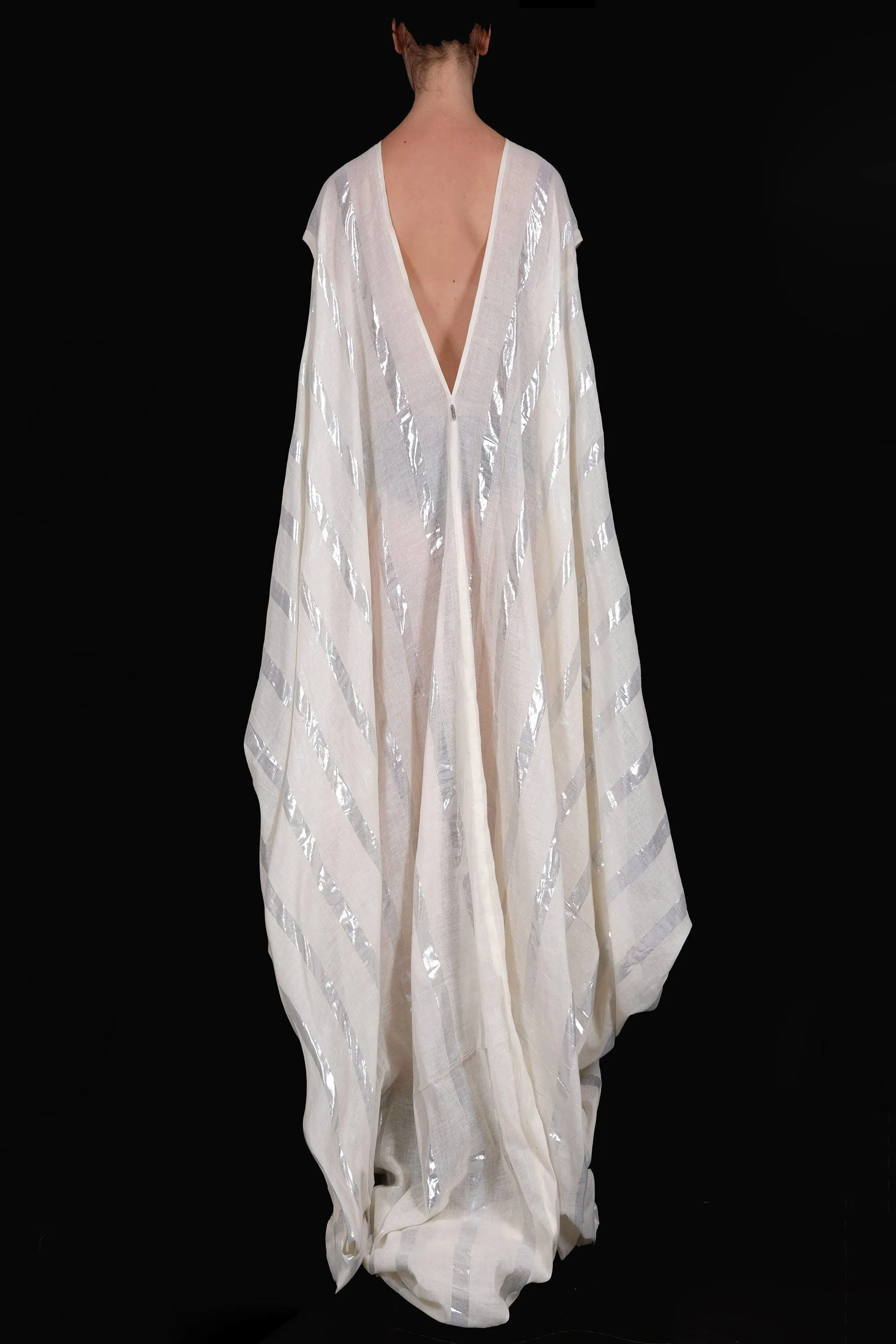 Silver Stripe V-Neck Dress