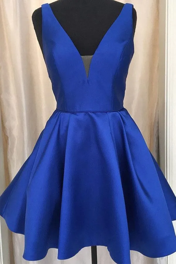 Simple Satin Short Prom Dress Lavender Homecoming Dress HD0054