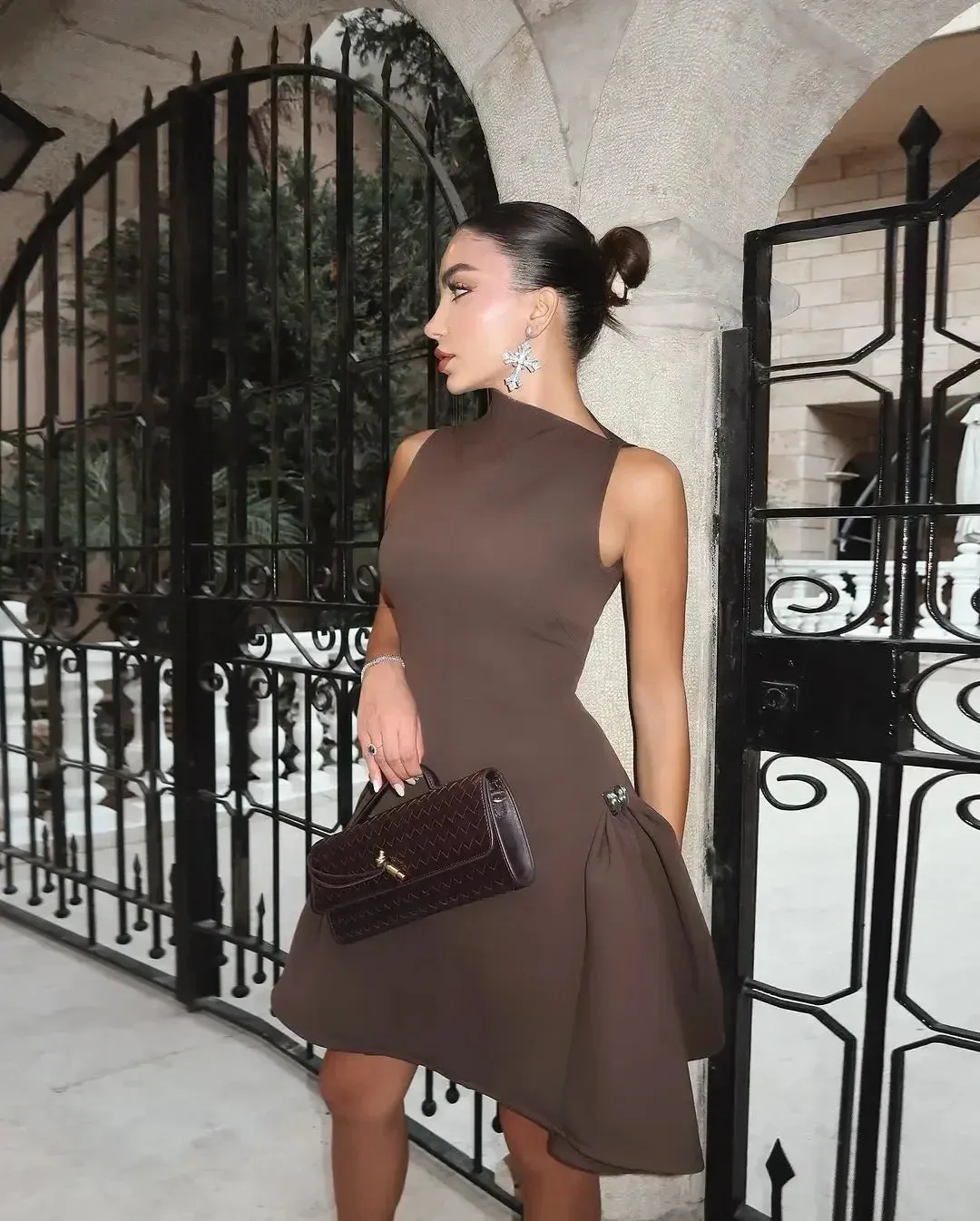 Sleeveless A-Line Mini Dress | Chic & Timeless | High Neck Elegance