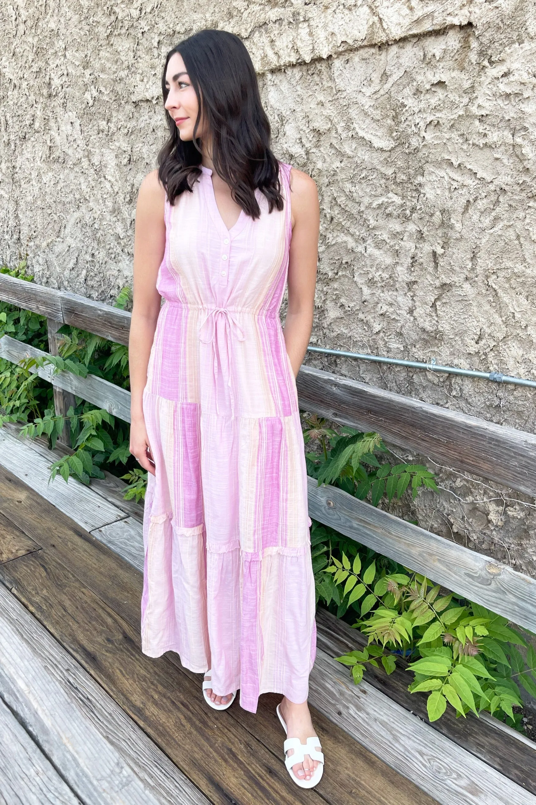 Sleeveless Tiered Maxi Dress Adjustable