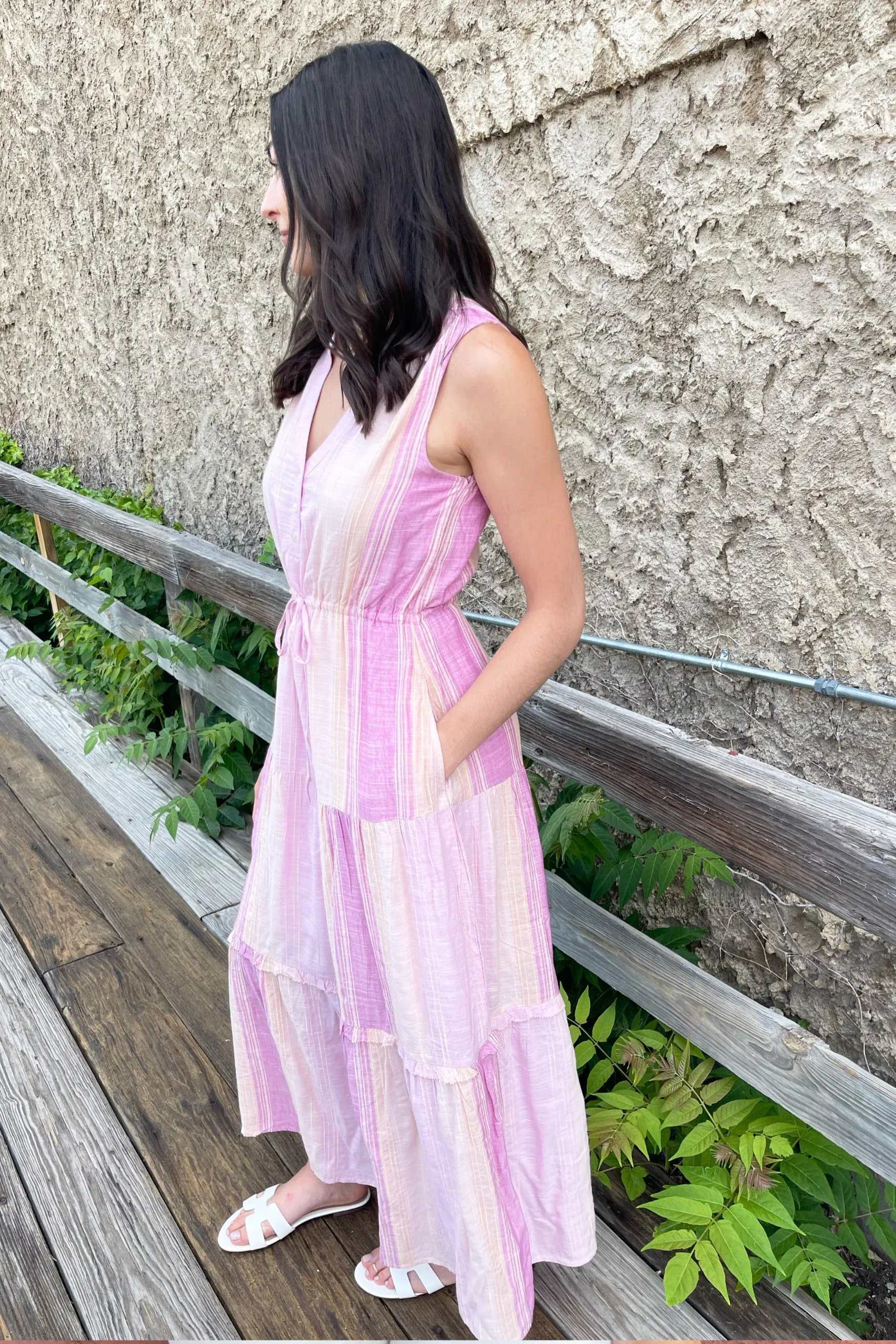 Sleeveless Tiered Maxi Dress Adjustable