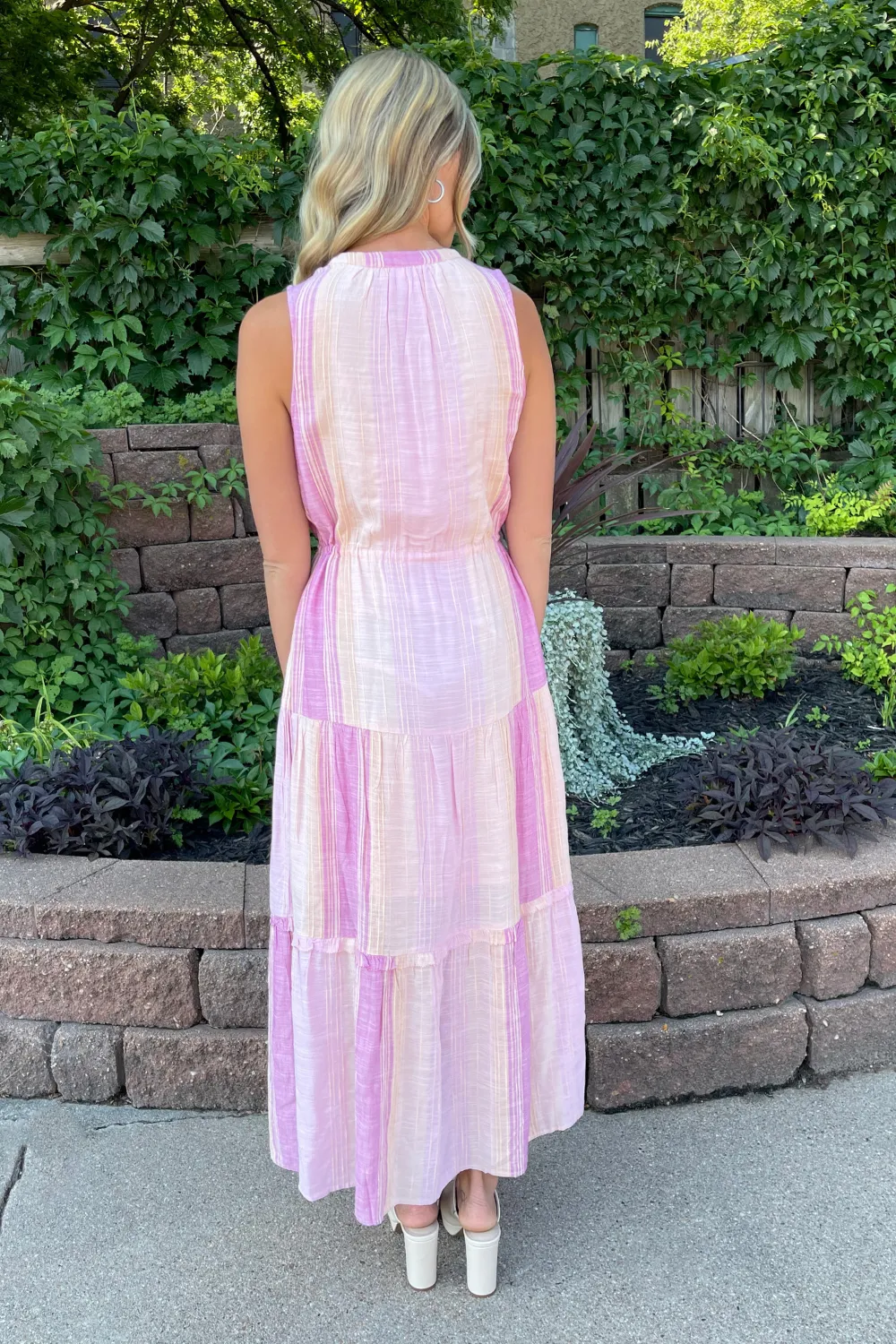 Sleeveless Tiered Maxi Dress Adjustable
