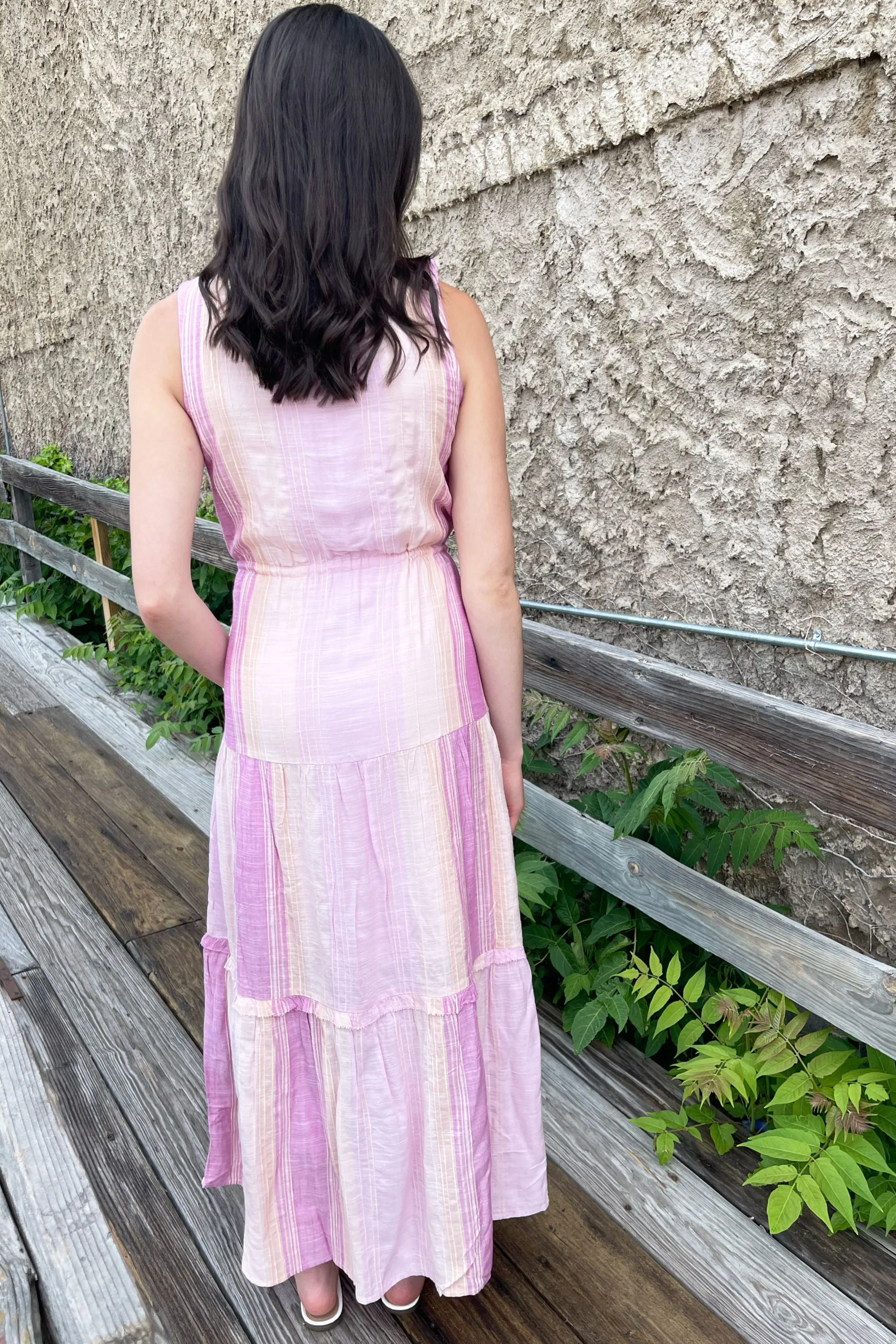 Sleeveless Tiered Maxi Dress Adjustable