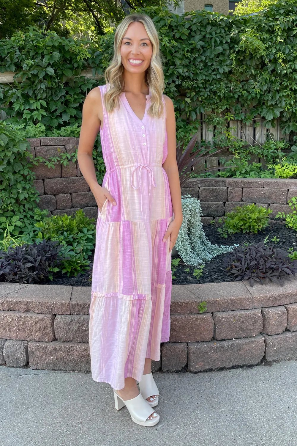 Sleeveless Tiered Maxi Dress Adjustable