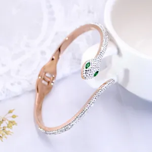 Snake Design Rhinestone Studded Decoration Bracelet