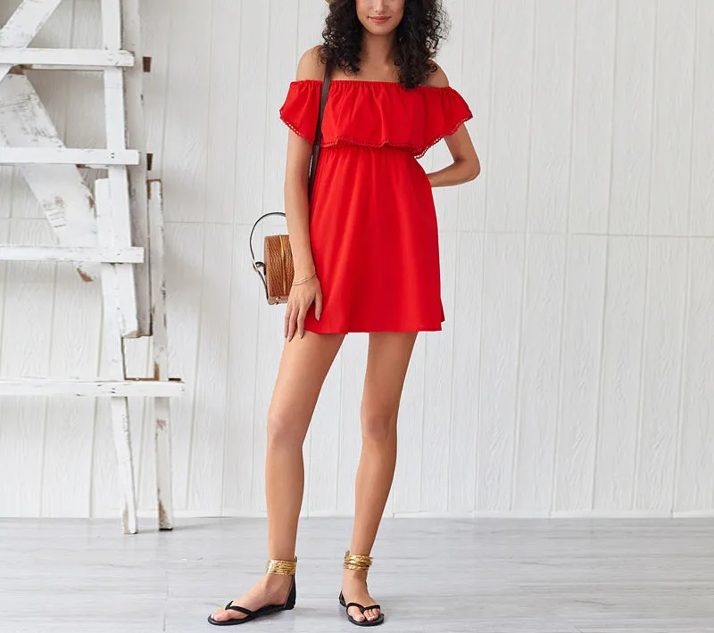 Solid Color Fashion Lace Stitching Dress